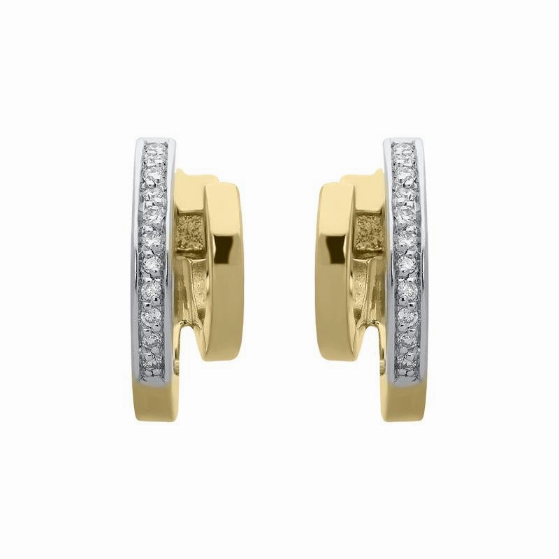 18ct Yellow Gold 0.12ct Diamond Shaped Hoop Earrings