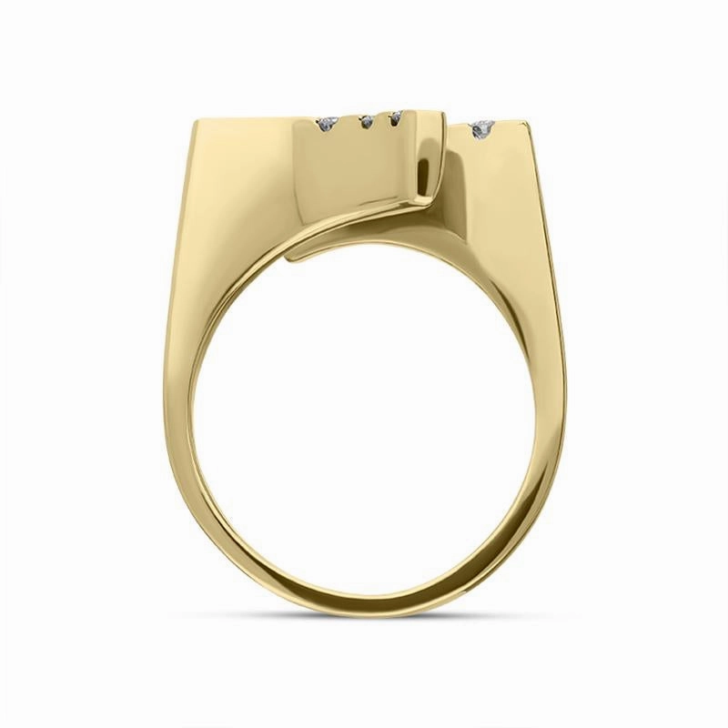 18ct Yellow Gold 0.17ct Diamond Double Curved Ring