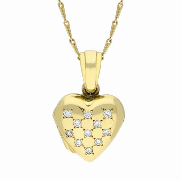 18ct Yellow Gold 0.17ct Diamond Heart Locket