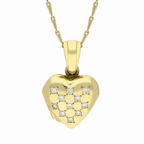 18ct Yellow Gold 0.17ct Diamond Heart Locket