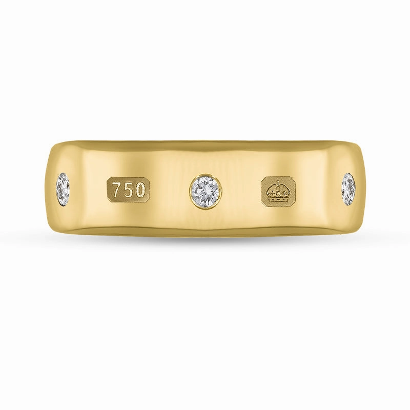 18ct Yellow Gold 0.18ct Diamond King's Coronation Hallmark 6mm Ring D