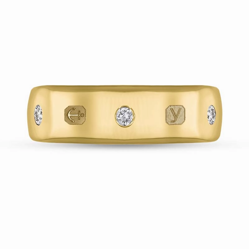 18ct Yellow Gold 0.18ct Diamond King's Coronation Hallmark 6mm Ring D