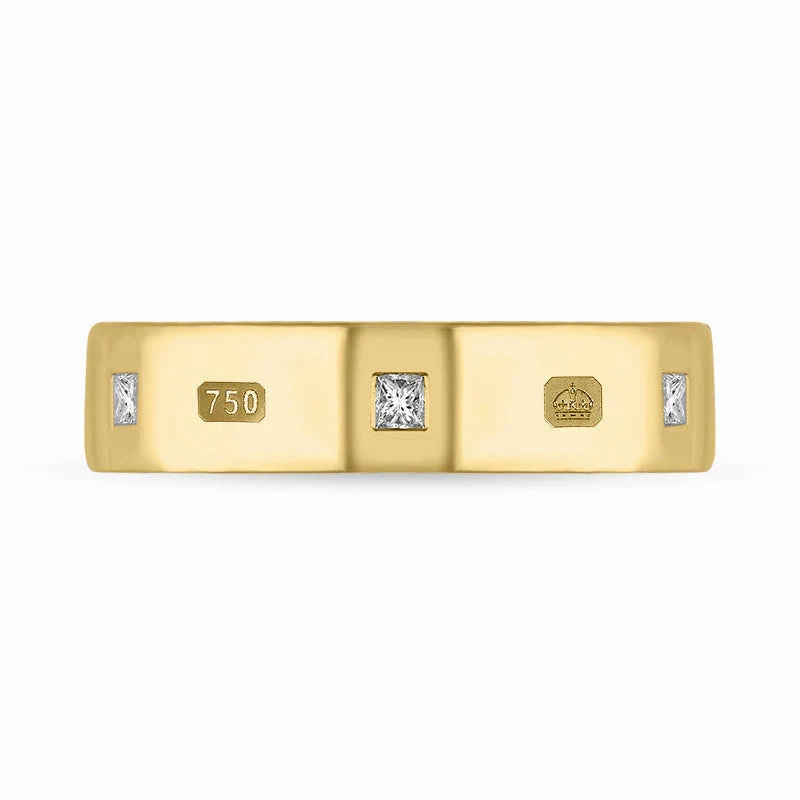 18ct Yellow Gold 0.24ct Diamond Queen's Jubilee Hallmark Princess Cut 5mm Ring D
