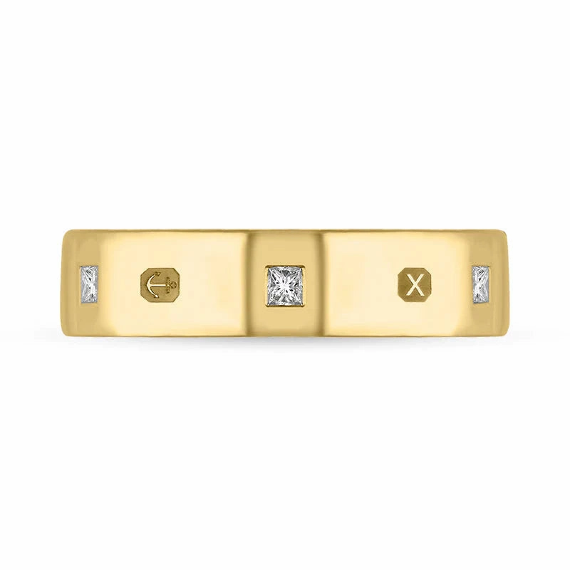 18ct Yellow Gold 0.24ct Diamond Queen's Jubilee Hallmark Princess Cut 5mm Ring D