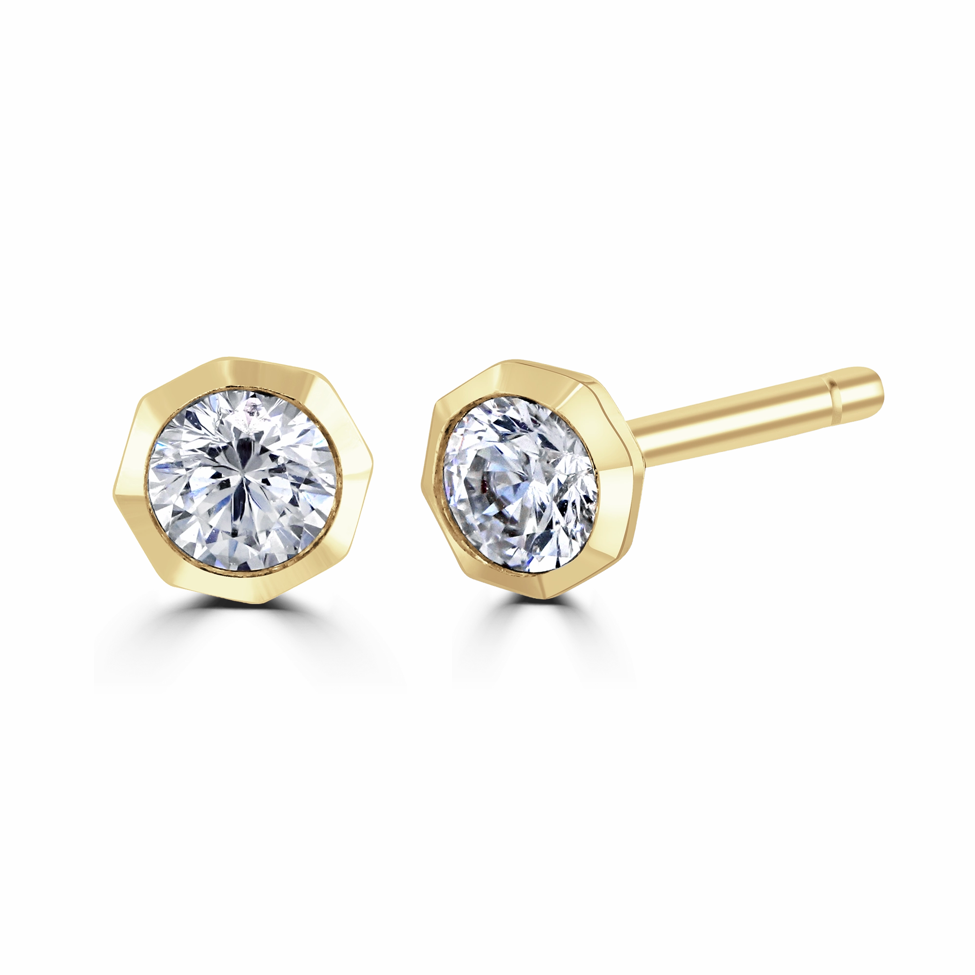 18ct Yellow Gold 0.25ct Lab Grown Diamond Solitaire Octagonal Stud Earrings