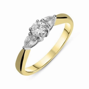 18ct Yellow Gold 0.27ct Diamond Claw Set Trilogy Ring