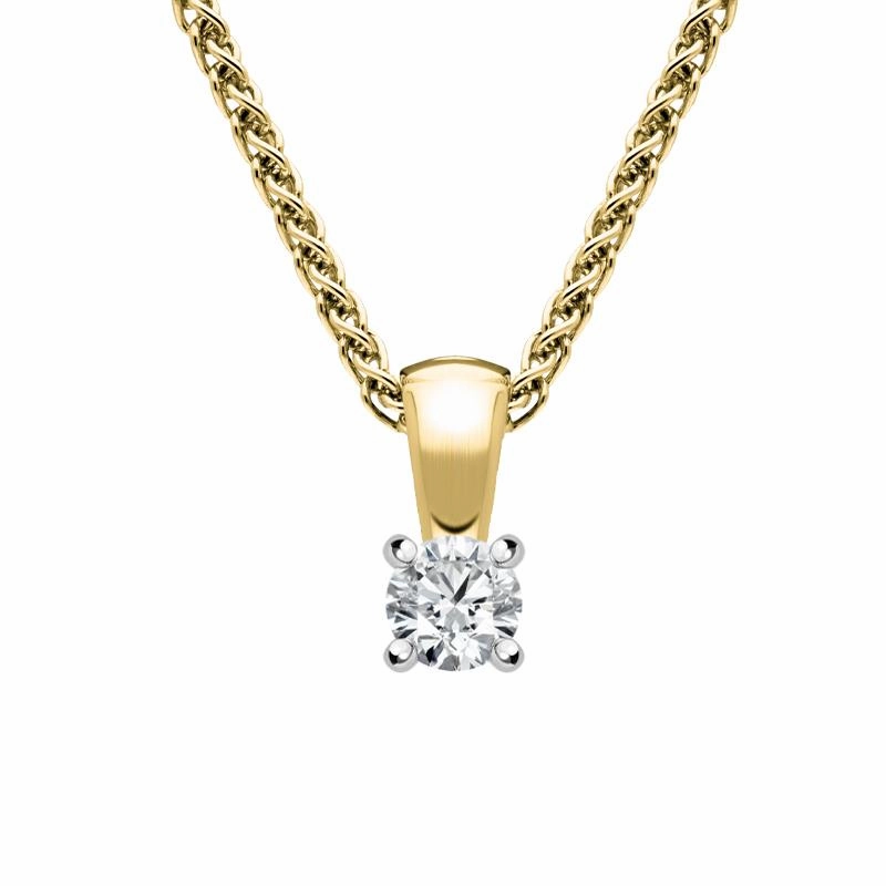 18ct Yellow Gold 0.28ct Diamond Brilliant Cut Solitaire Necklace