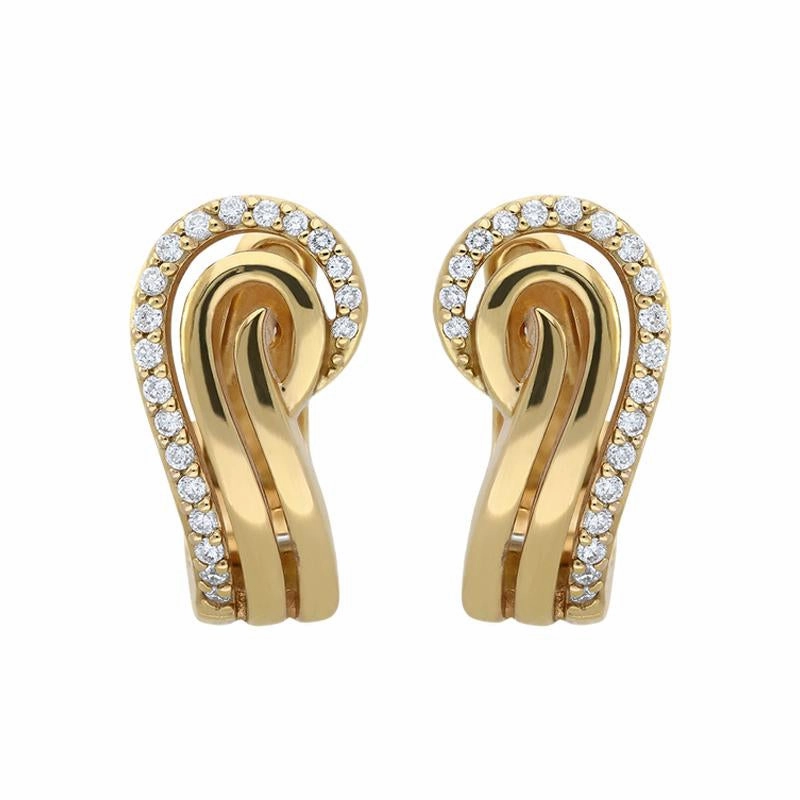 18ct Yellow Gold 0.28ct Diamond Swirl Earrings