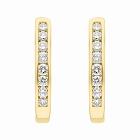 18ct Yellow Gold 0.30ct Diamond Channel Set Hoop Earrings