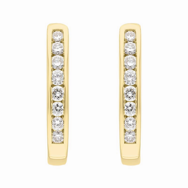 18ct Yellow Gold 0.30ct Diamond Channel Set Hoop Earrings