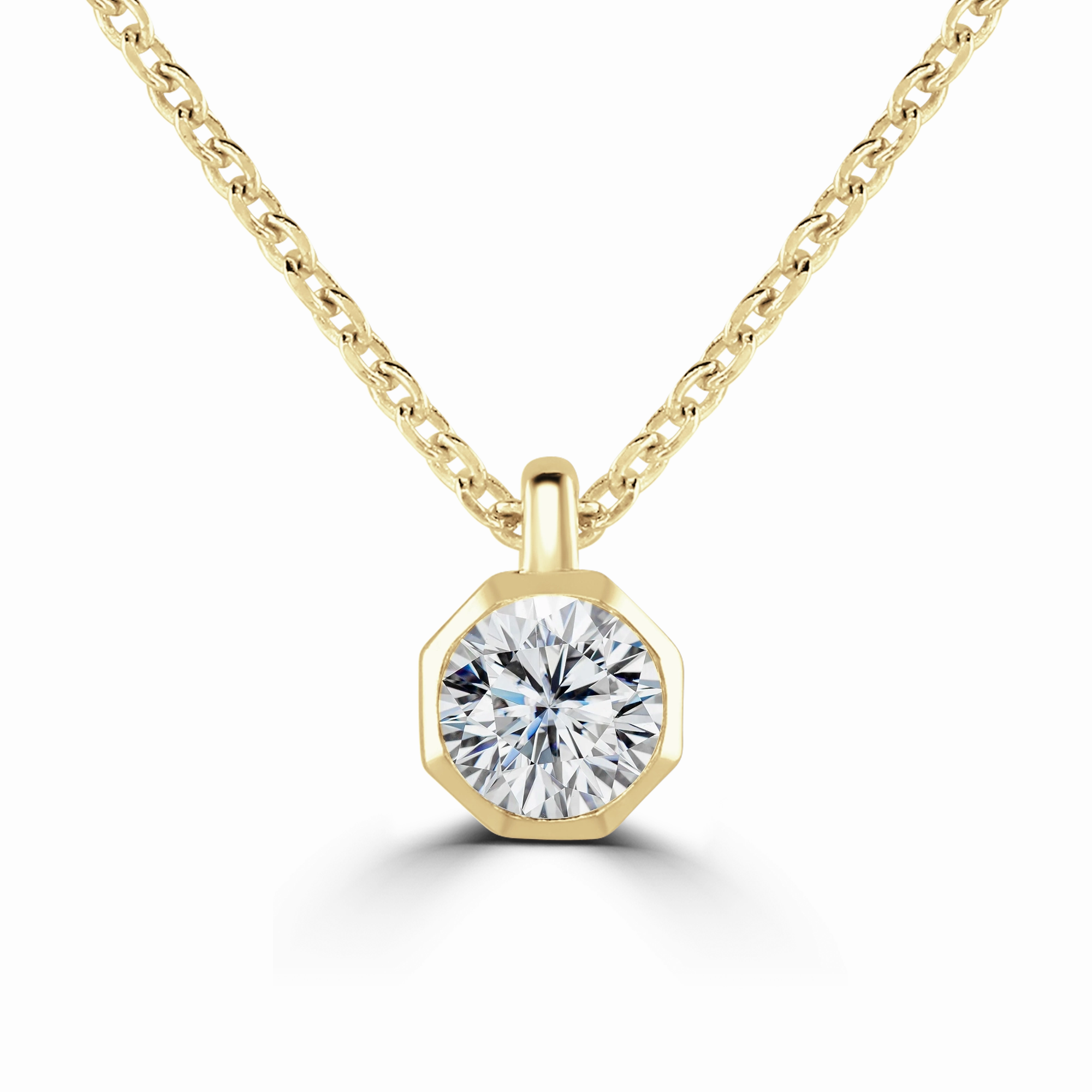 18ct Yellow Gold 0.30ct Lab Grown Diamond Solitaire Octagonal Necklace