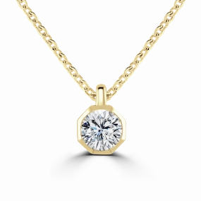 18ct Yellow Gold 0.30ct Lab Grown Diamond Solitaire Octagonal Necklace