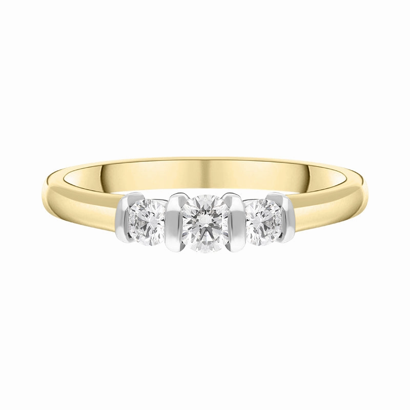 18ct Yellow Gold 0.35ct Diamond Trilogy Bar Set Ring