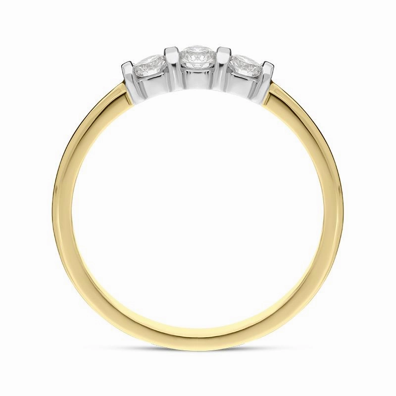 18ct Yellow Gold 0.35ct Diamond Trilogy Bar Set Ring