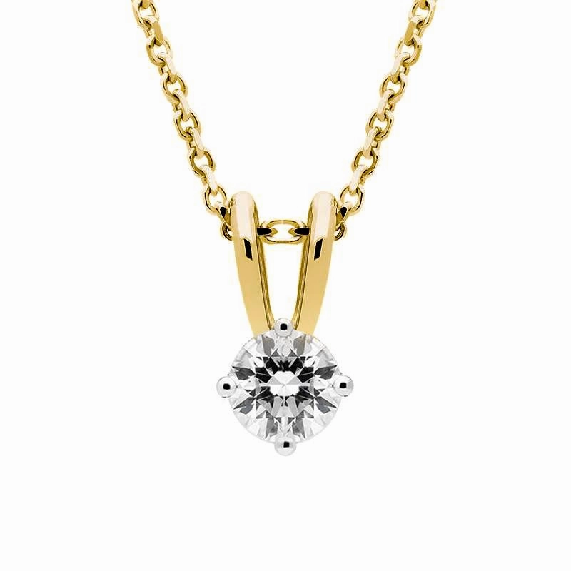 18ct Yellow Gold 0.40ct Diamond Brilliant Cut Solitaire Necklace