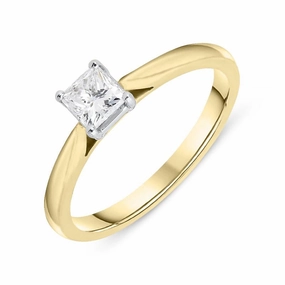 18ct Yellow Gold 0.40ct Diamond Princess Cut Solitaire Ring