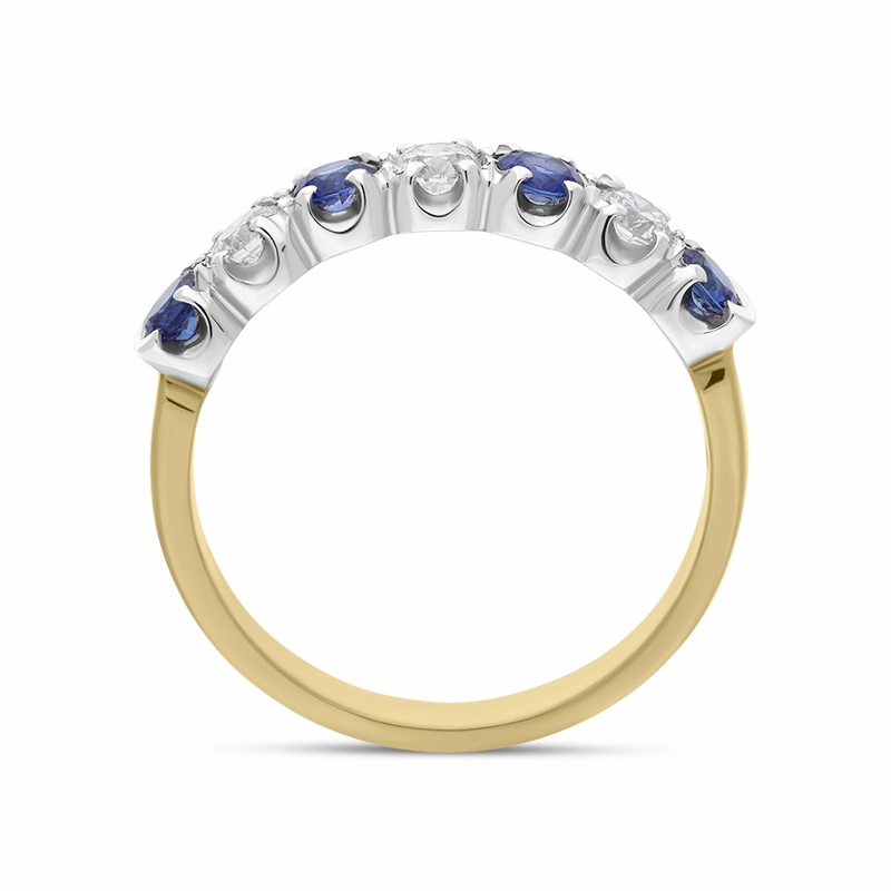 18ct Yellow Gold 0.41ct Sapphire Diamond Claw Set Half Eternity Ring
