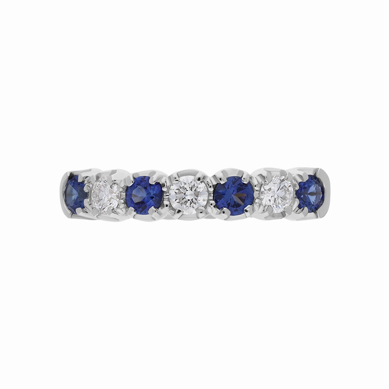 18ct Yellow Gold 0.41ct Sapphire Diamond Claw Set Half Eternity Ring