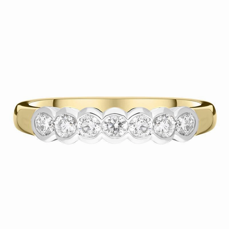 18ct Yellow Gold 0.44ct Diamond Bezel Set Wedding Half Eternity Ring