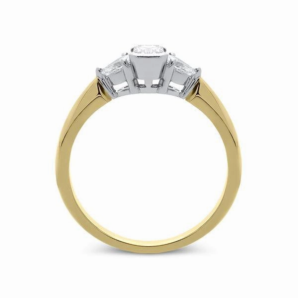 18ct Yellow Gold 0.46ct Diamond Baguette Cut Trilogy Ring