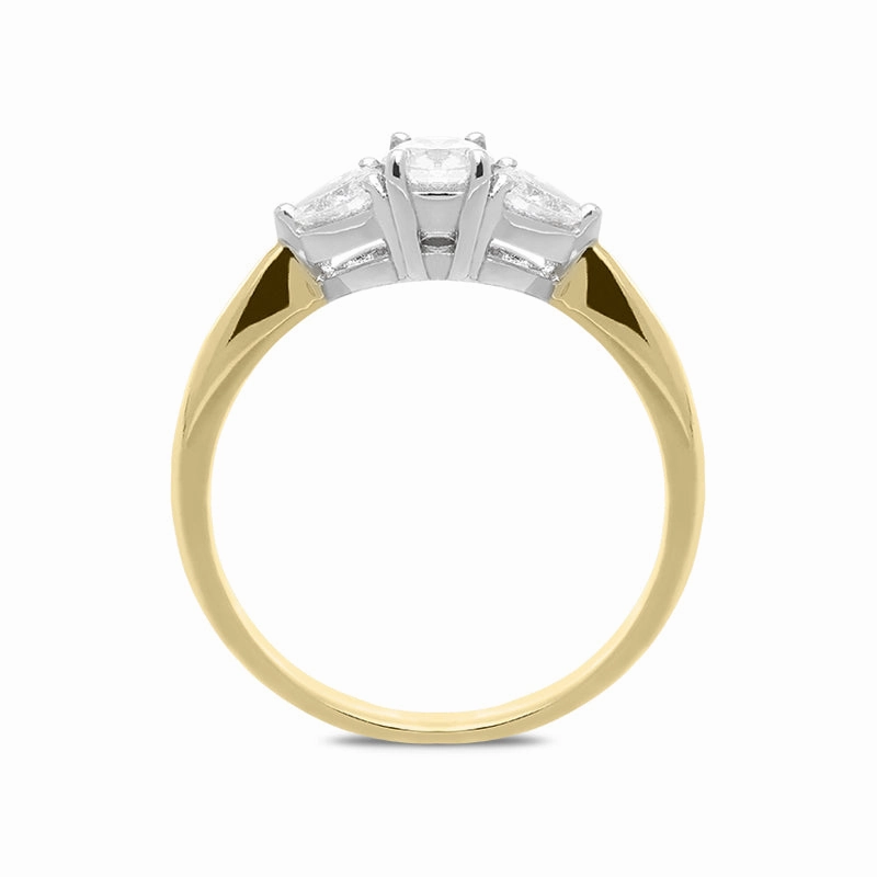 18ct Yellow Gold 0.47ct Diamond Trilogy Pear Cut Ring