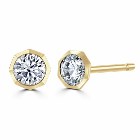 18ct Yellow Gold 0.50ct Lab Grown Diamond Solitaire Octagonal Stud Earrings