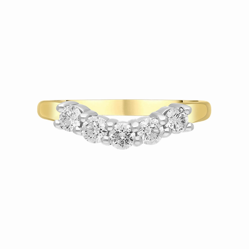 18ct Yellow Gold 0.55ct Diamond U Shape Half Eternity Ring