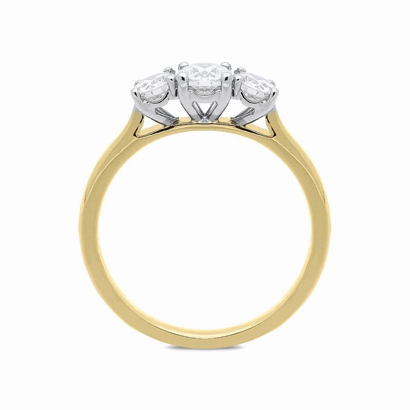 18ct Yellow Gold 0.75ct Diamond Brilliant Cut Trilogy Ring