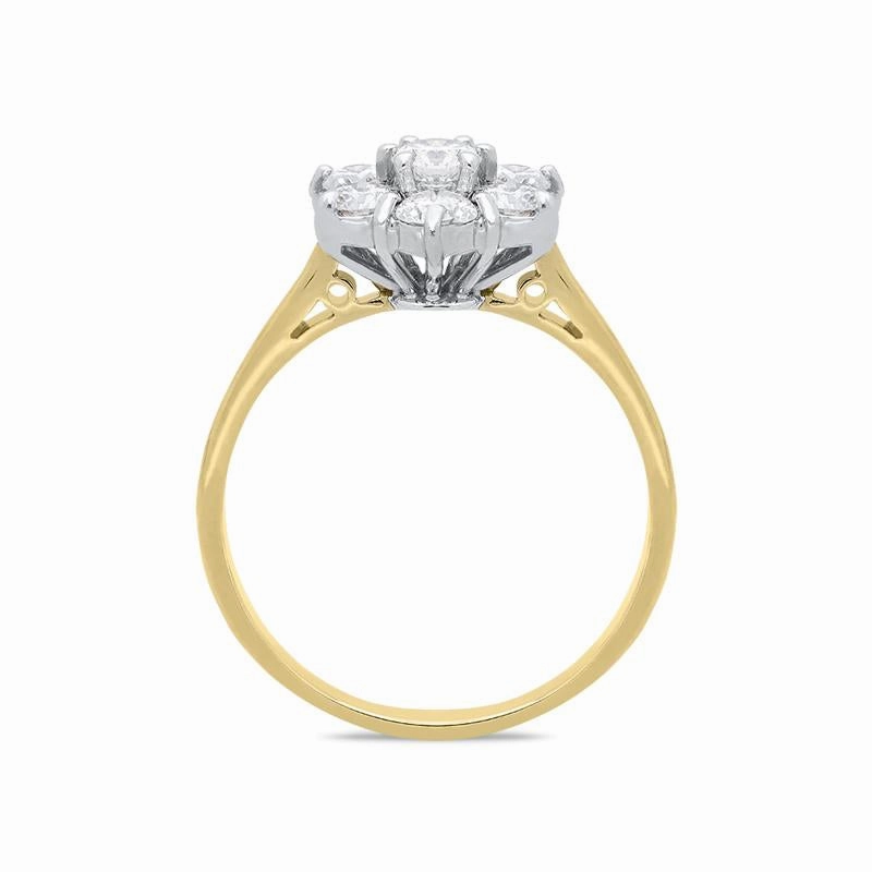 18ct Yellow Gold 0.77ct Diamond Flower Cluster Ring