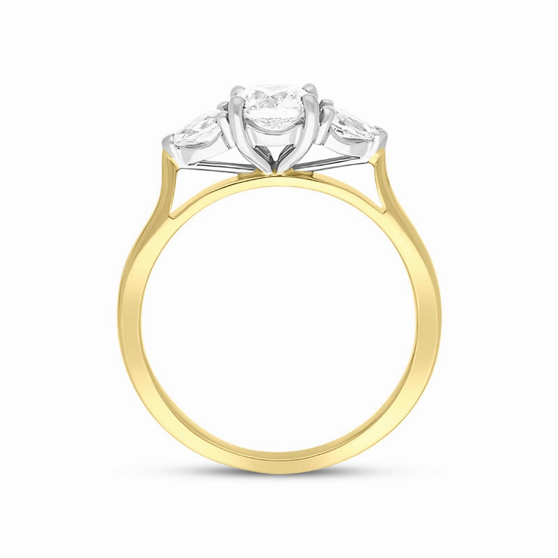 18ct Yellow Gold 0.82ct Diamond Pear Cut Three Stone Ring