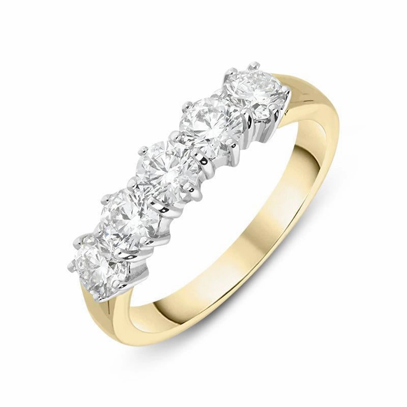 18ct Yellow Gold 1.00ct Diamond Claw Set Wedding Half Eternity Ring