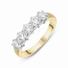 18ct Yellow Gold 1.00ct Diamond Claw Set Wedding Half Eternity Ring