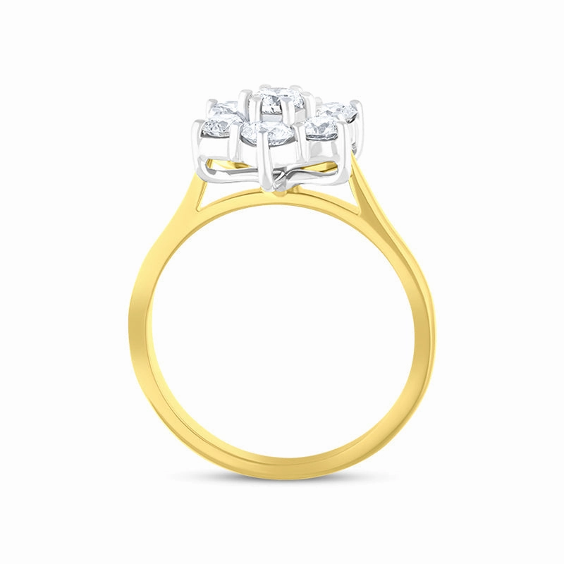 18ct Yellow Gold 1.00ct Diamond Flower Cluster Ring