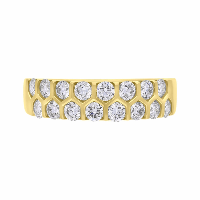 18ct Yellow Gold 1.00ct Diamond Two Row Half Eternity Ring