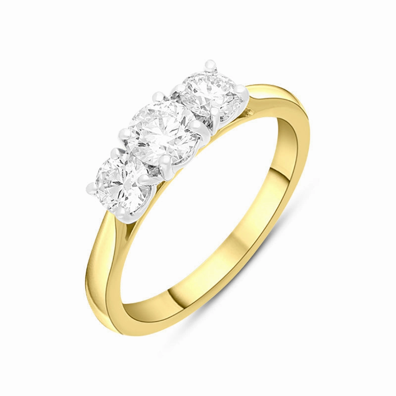 18ct Yellow Gold 1.02ct Diamond Three Stone Ring
