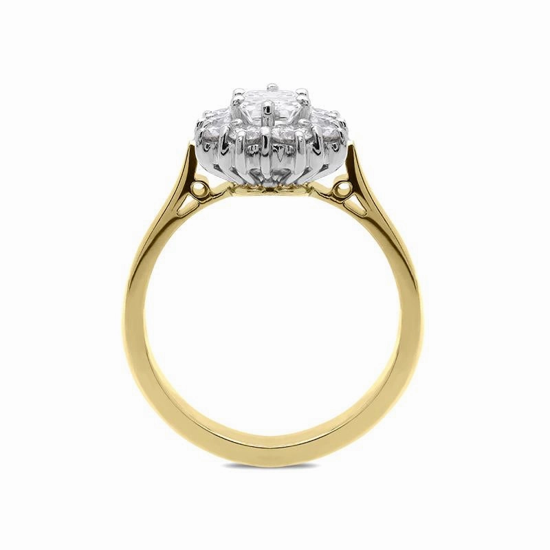18ct Yellow Gold 1.06ct Diamond Baguette Cut Cluster Ring