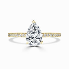 18ct Yellow Gold 1.5ct Pear Cut Laboratory Grown Diamond Solitaire With Diamond Shoulders