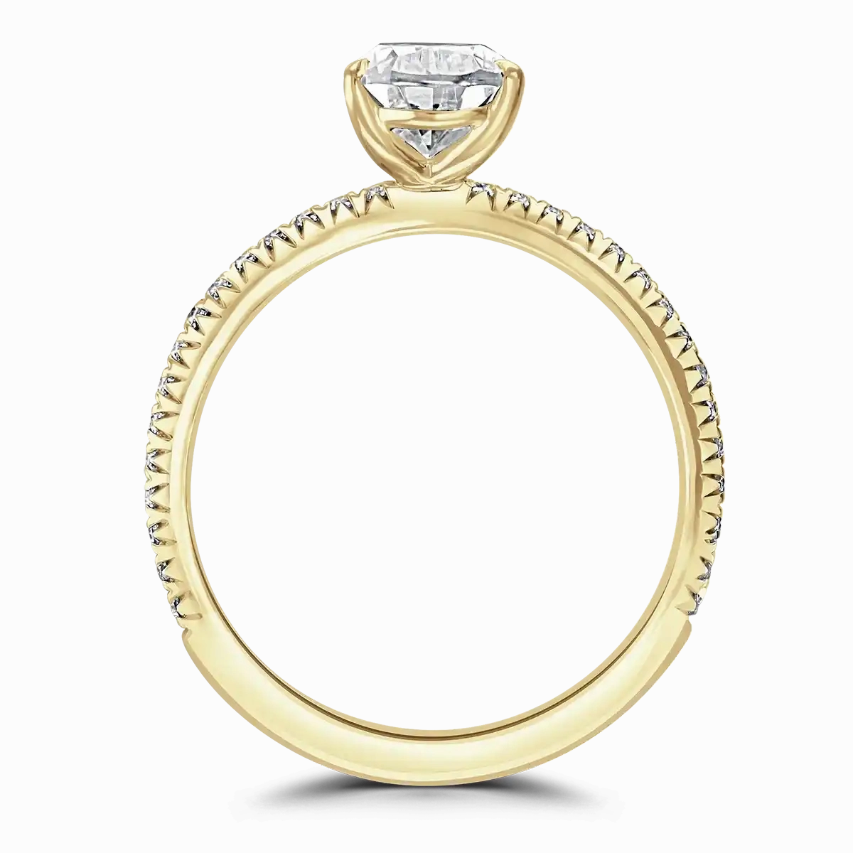 18ct Yellow Gold 1.5ct Pear Cut Laboratory Grown Diamond Solitaire With Diamond Shoulders