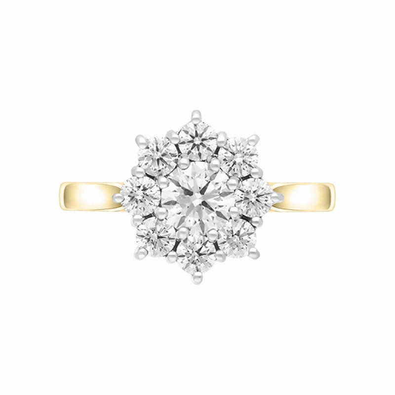 18ct Yellow Gold 1.69ct Diamond Vintage Style Cluster Ring