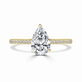 18ct Yellow Gold 1ct Pear Cut Laboratory Grown Diamond Solitaire With Diamond Shoulders