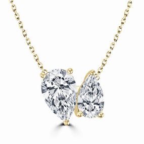 18ct Yellow Gold 2.6ct Laboratory Grown Diamond 'Toi et Moi' Necklace