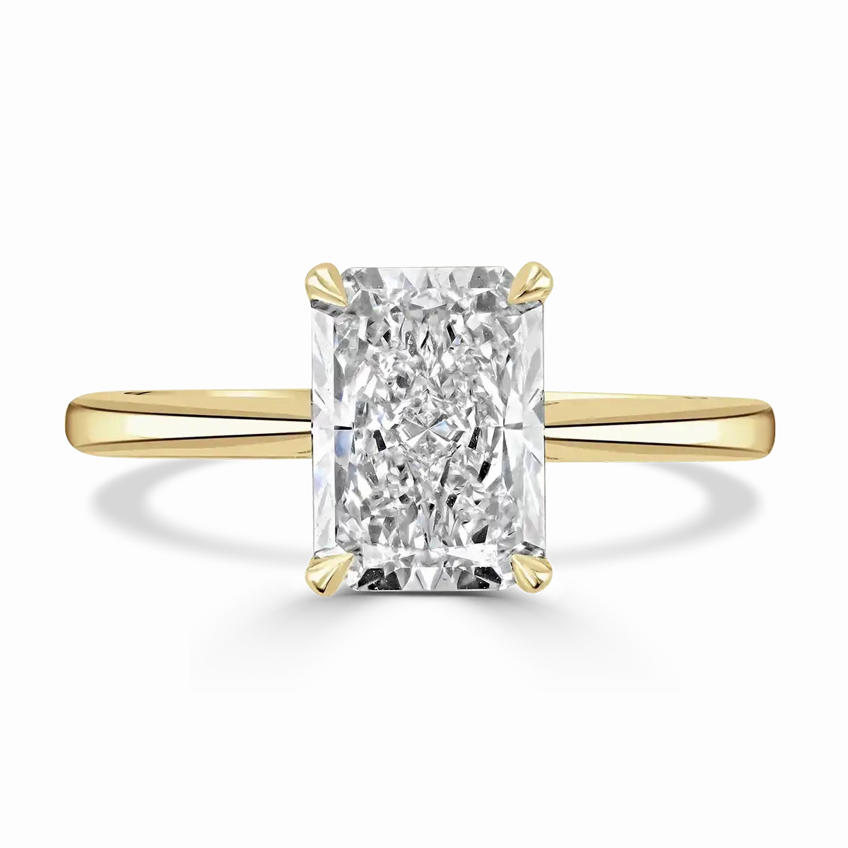 18ct Yellow Gold 2ct Radiant Cut Laboratory Grown Diamond Solitaire