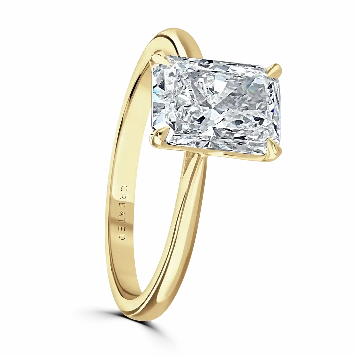 18ct Yellow Gold 2ct Radiant Cut Laboratory Grown Diamond Solitaire