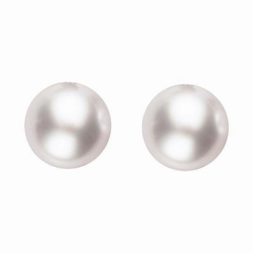 18ct Yellow Gold 8mm White Pearl Stud Earrings