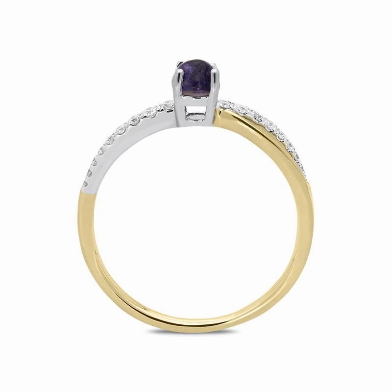 18ct Yellow Gold Blue John 0.16ct Diamond Split Shoulder Ring