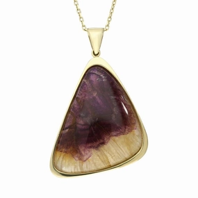 18ct Yellow Gold Blue John Abstract Curved Triangle Necklace D
