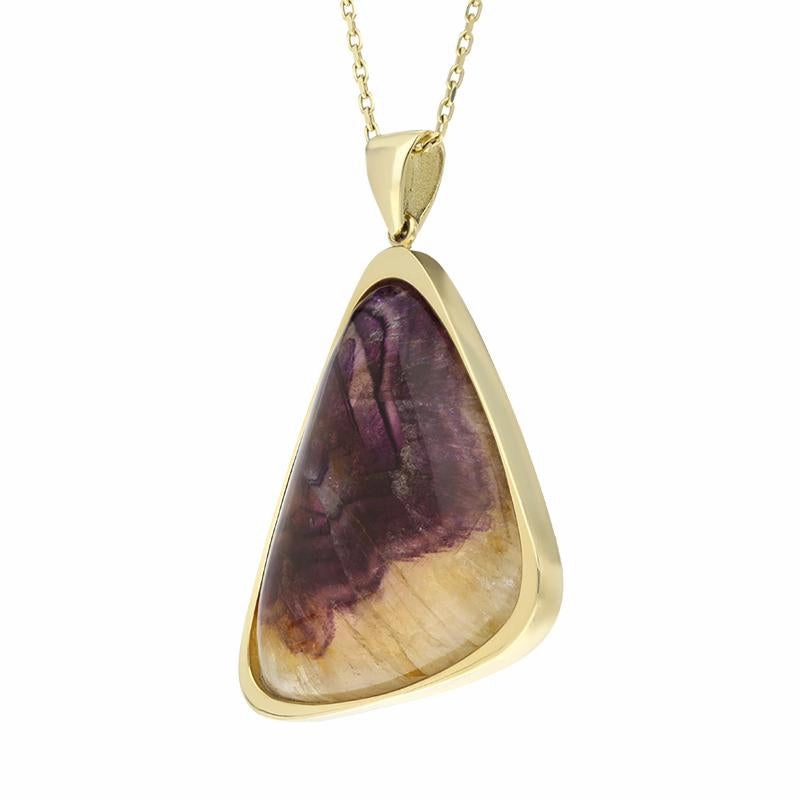 18ct Yellow Gold Blue John Abstract Curved Triangle Necklace D