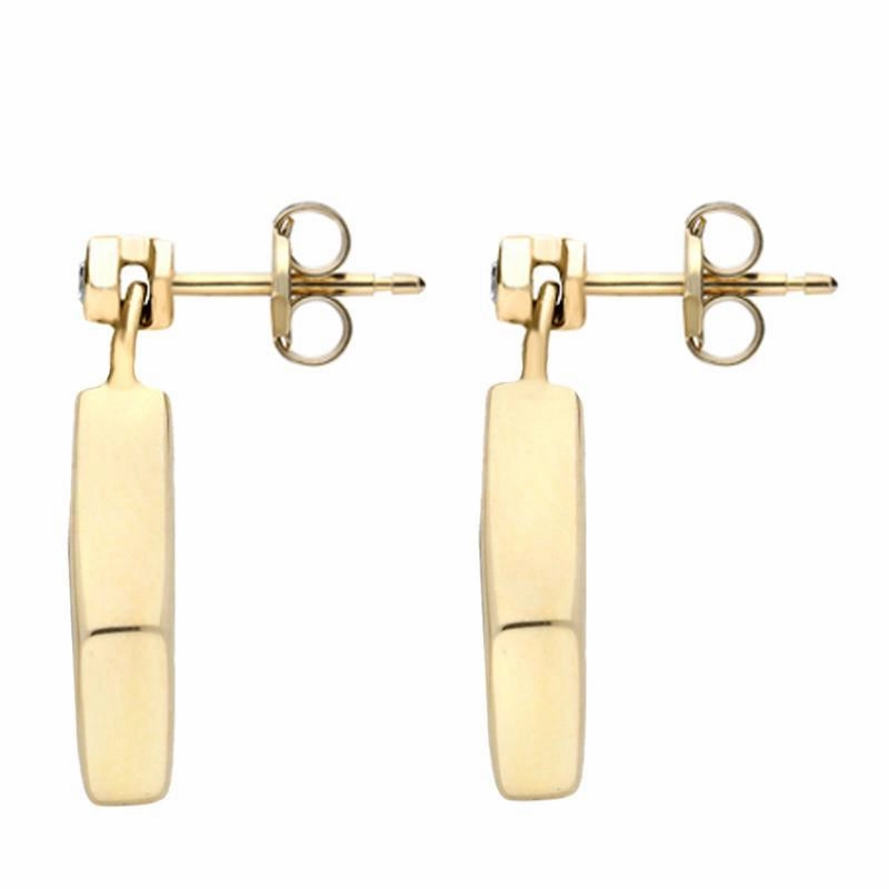 18ct Yellow Gold Blue John and Diamond Dinky Drop Earrings