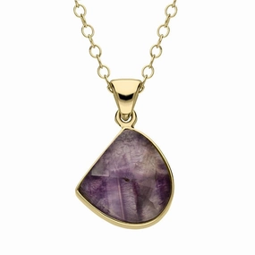 18ct Yellow Gold Blue John Faceted Half Oval Necklace