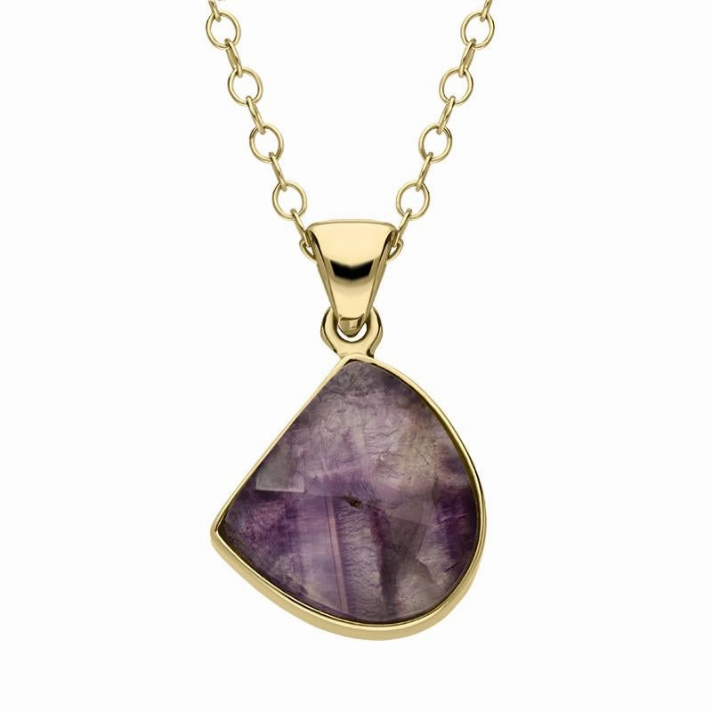 18ct Yellow Gold Blue John Faceted Half Oval Necklace
